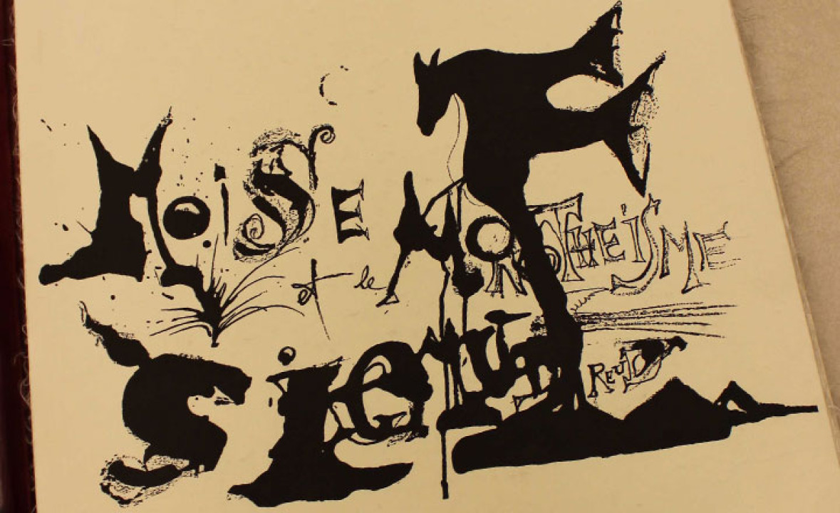 Illustrations and printed text of Sigmund Freud’s _Moses and Monotheism (Moïse et le Monothéisme)_ by Salvador Dalí, with additional drawings by the artist